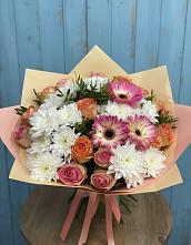 Букет цветов из:  Розы, Герберы и Хризантемы #REPLACE_PRED# Чекмагуше
